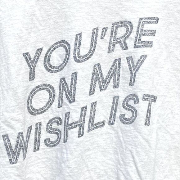 Aerie Cream "Your On My Wish List" graphic tee.  Size Large. VGUC - Picture 6 of 6